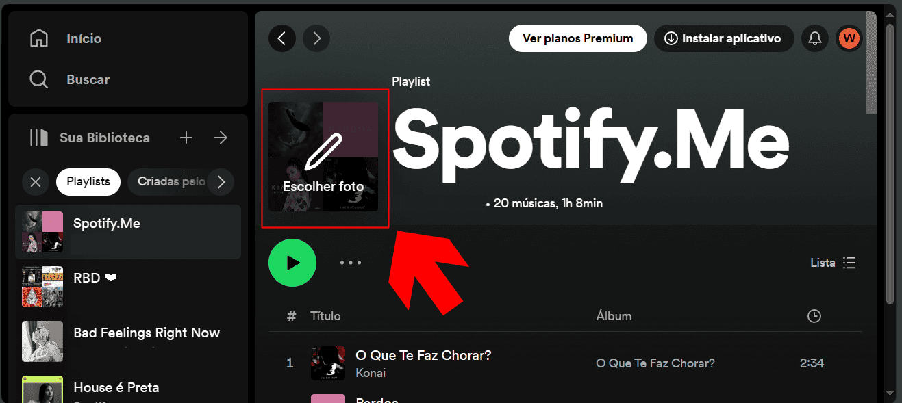 4 - como adicionar uma foto à playlist do spotify