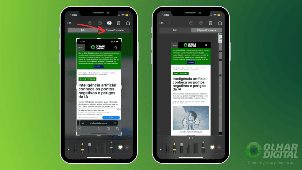 Capture uma página inteira no iPhone/Olhar Digital