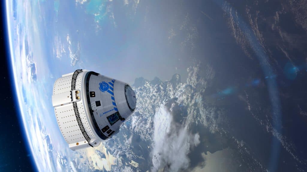 Ilustração da Boeing Starliner no espaço (Crédito: Boeing)