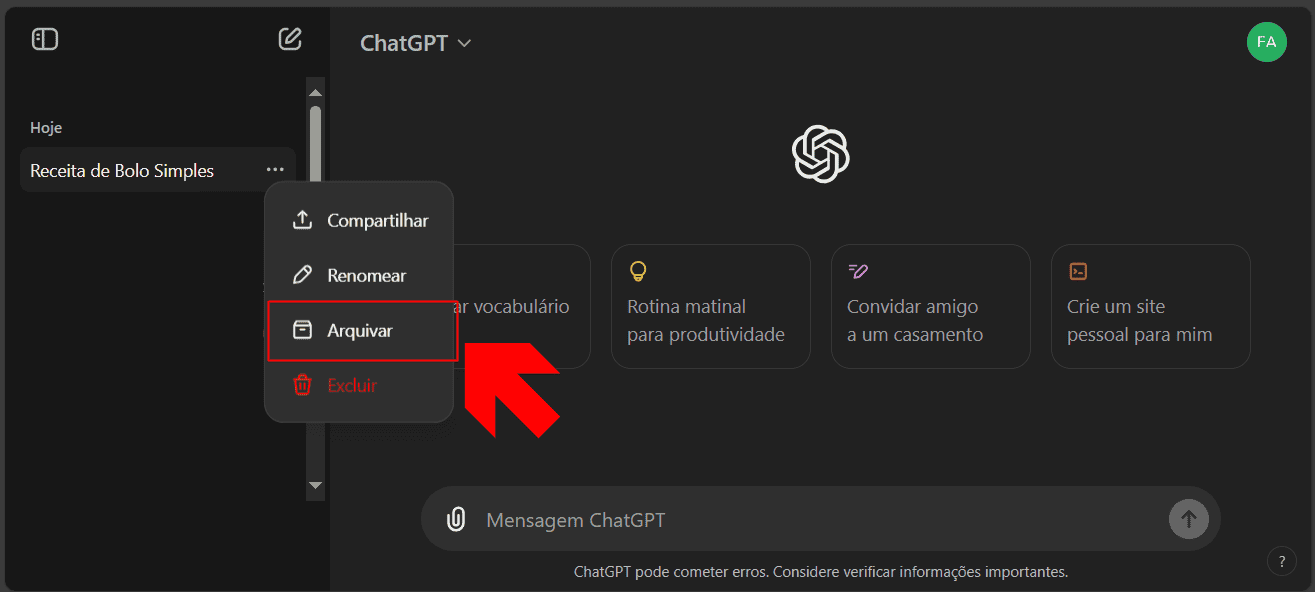 3 - como arquivar conversas no chatgpt pelo pc