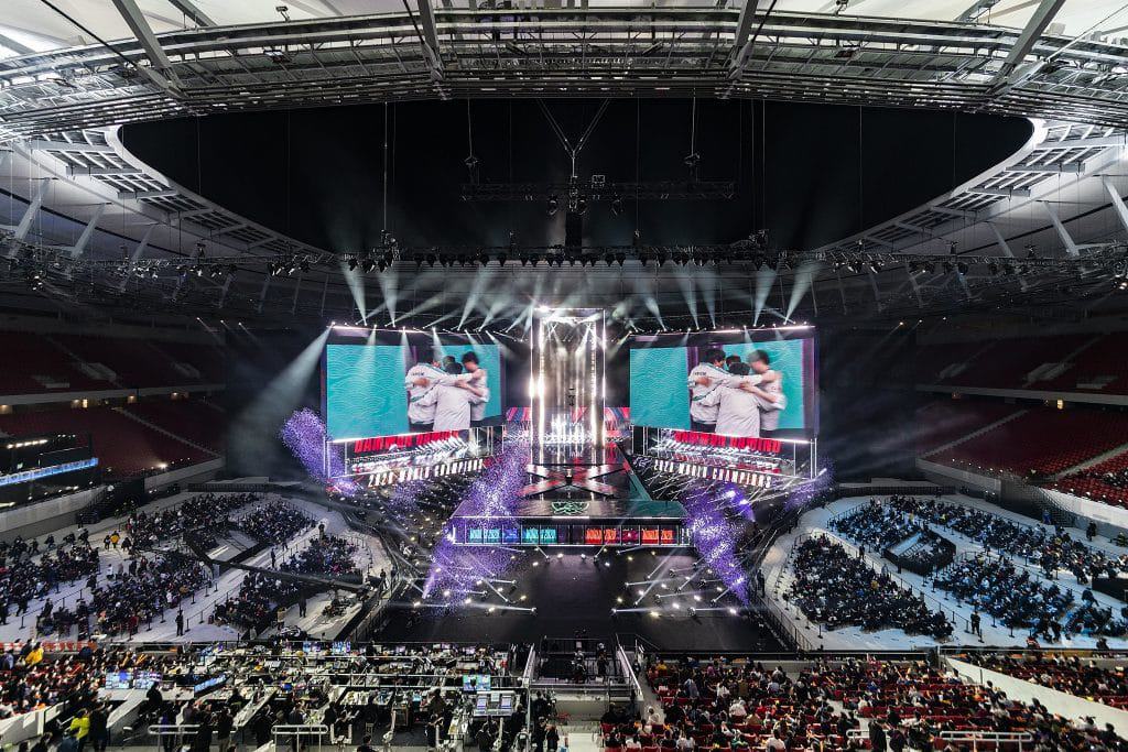 A final do mundial de League of Legends de 2020, em Xangai, China. Imagem: Hugo Hu / Riot Games