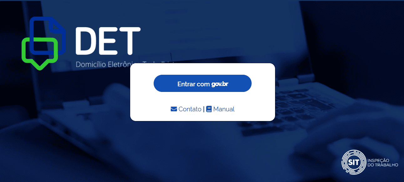 Tela inicial de login do DET