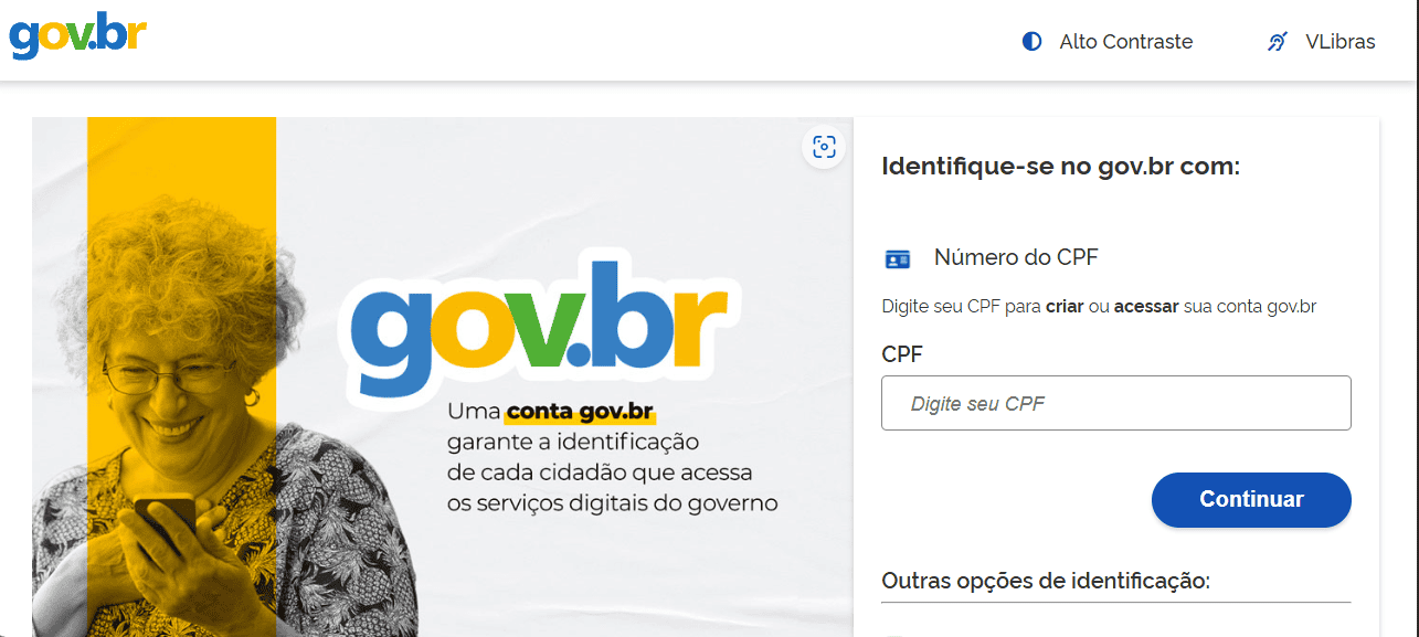 Tela do gov.br para inserir cpf