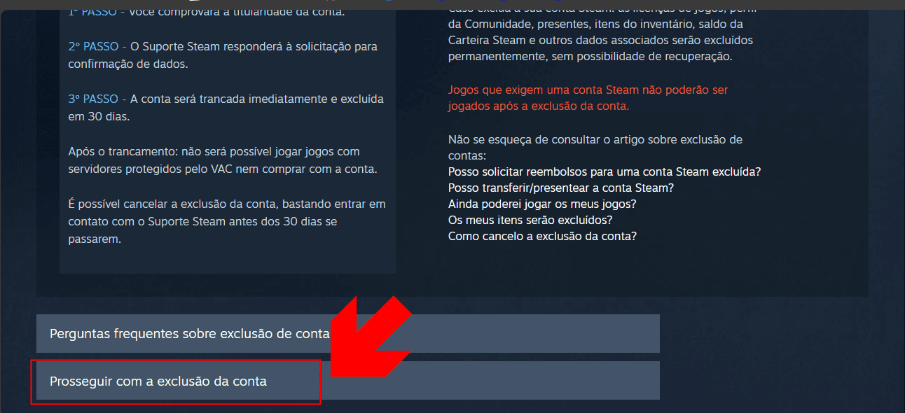 formulário de preenchimento para exclusão da conta