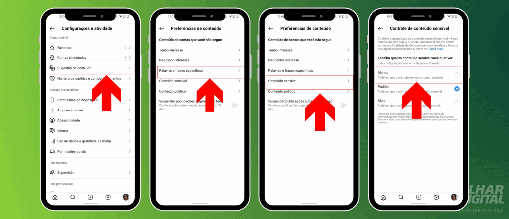 gerencie o conteúdo que fica disponível para você