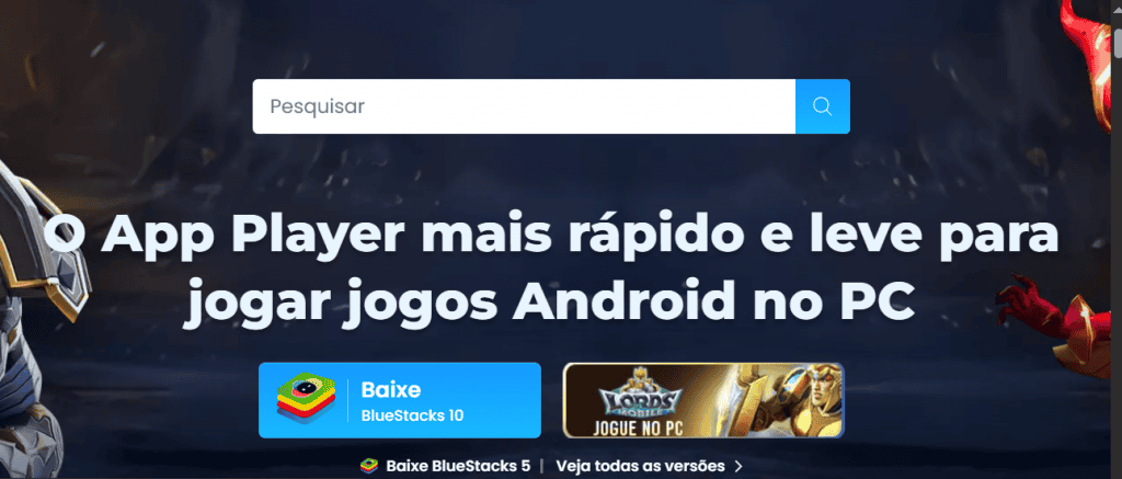 imagem mostra um print do site Bluestacks 