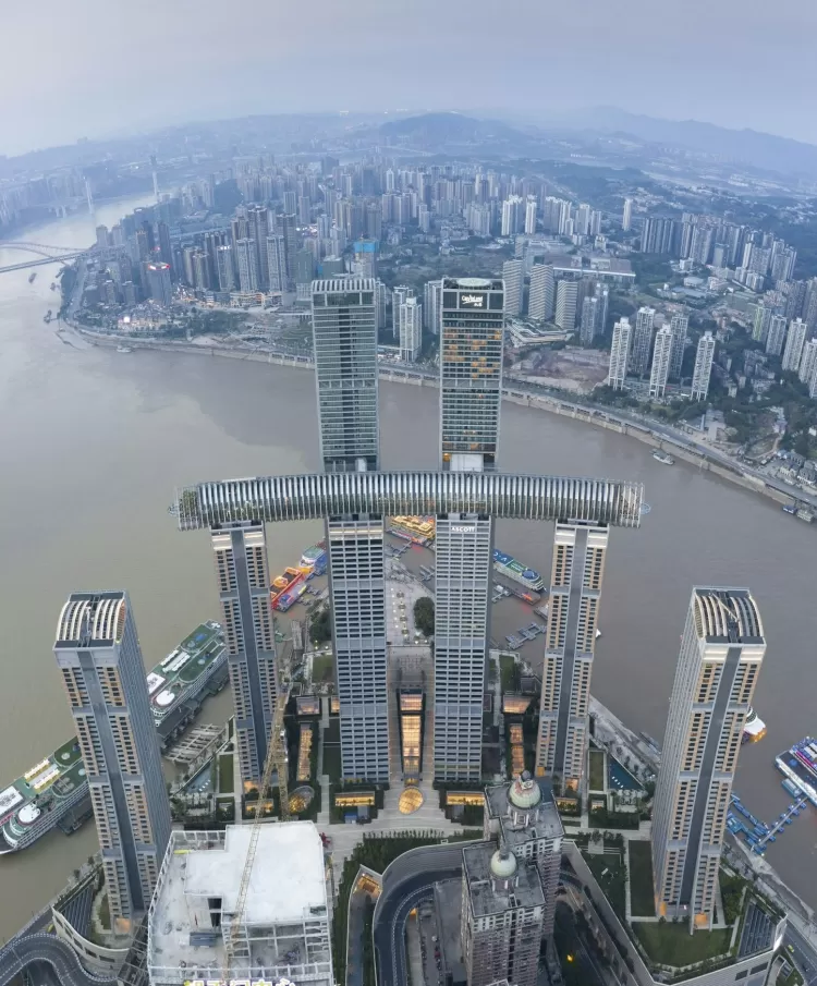 Vista aérea do Raffles City Chongqing