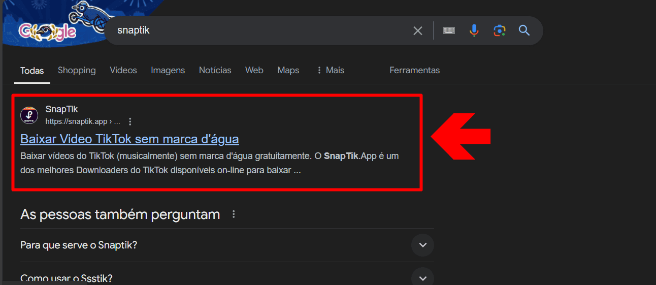 imagem mostra um resultado de pesquisa do google