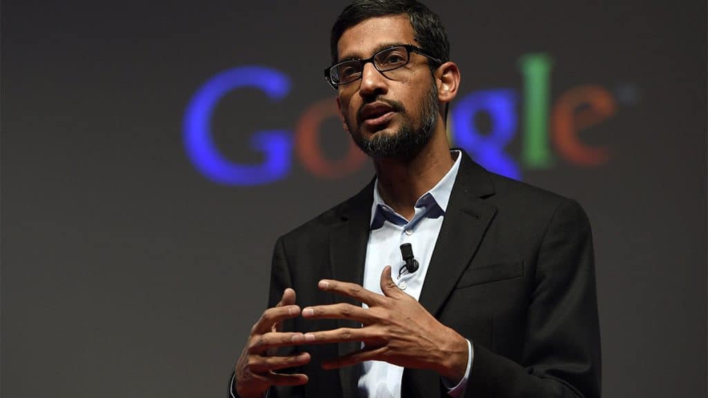 CEO do Google, Sundar Pichai, durante evento